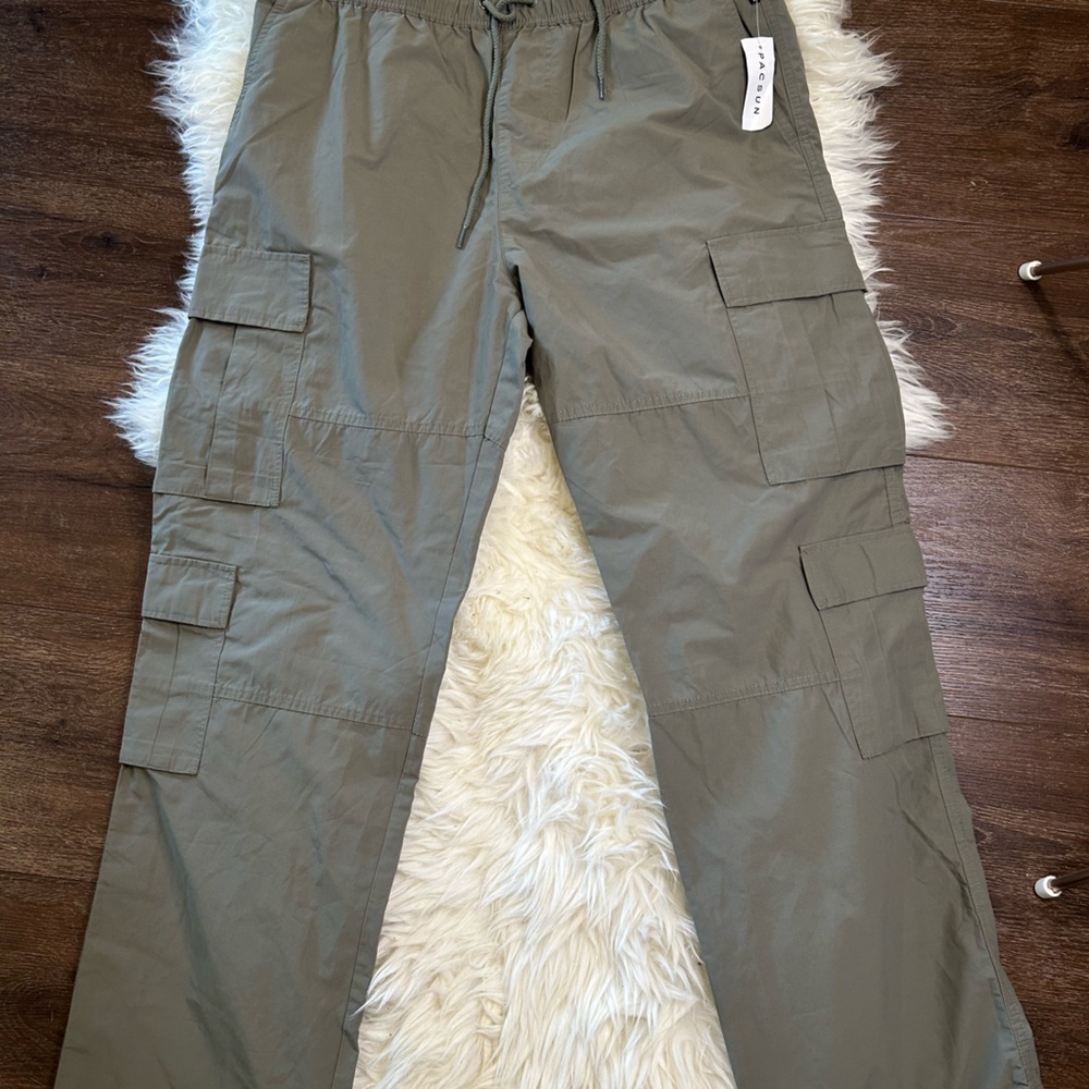 PacSun Green Cargo Pants with Elastic Waistband